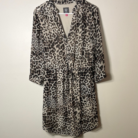 Vince Camuto Leopard Print Dress - Black and Cream - Picture 2 of 4